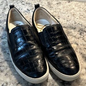 Sam Edelman Black Crocodile-Embossed Slip-On women’s Shoes